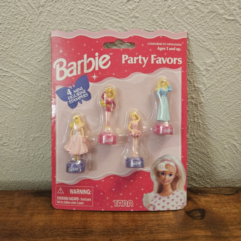 Vintage 1998 Barbie Party Favors Figurine Stampers Mini New Sealed Tara Toy Corp